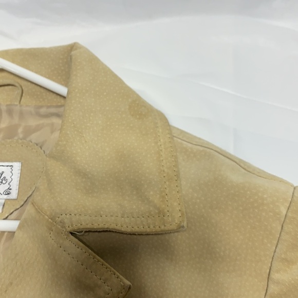 WOMEN’S Live a Little Cream Light Yellow Zip Up Leather Jacket Size L - Picture 7 of 7